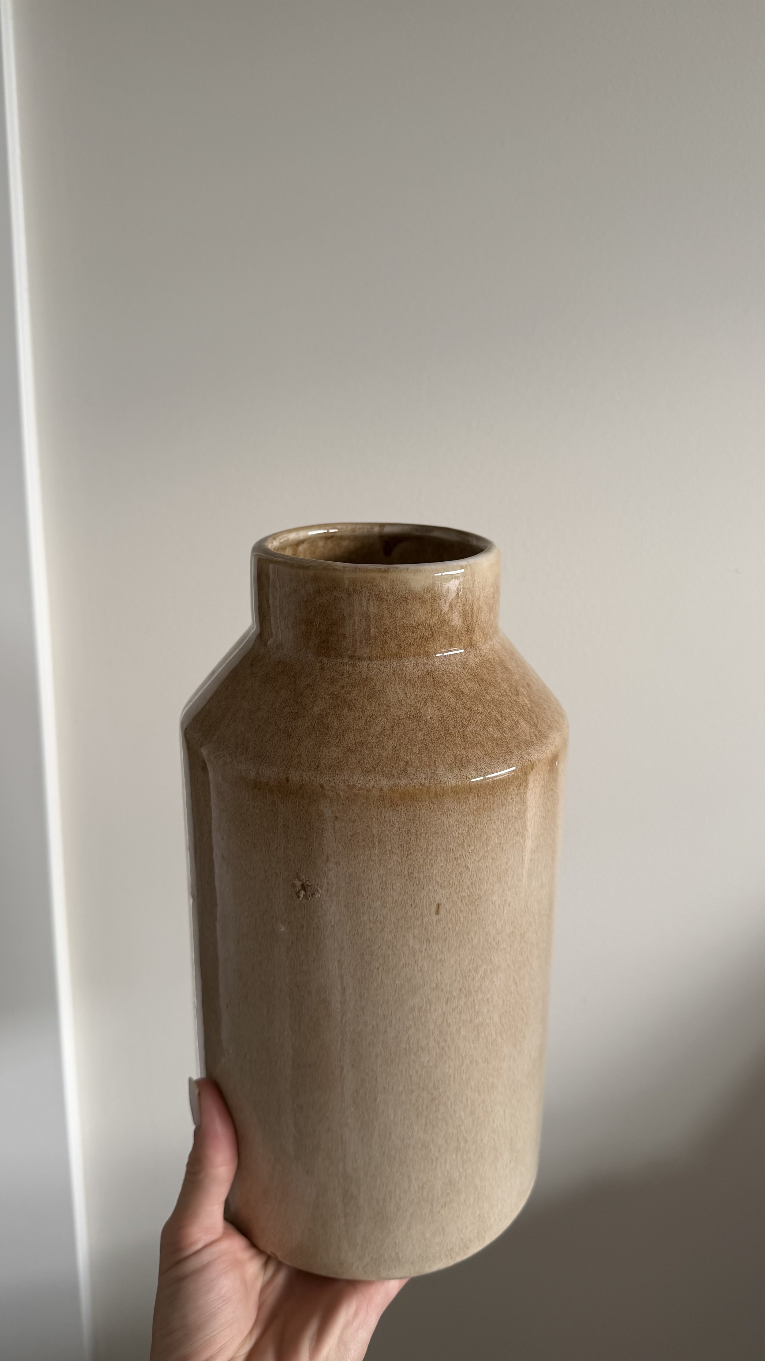 Large Taupe Glazed Vase