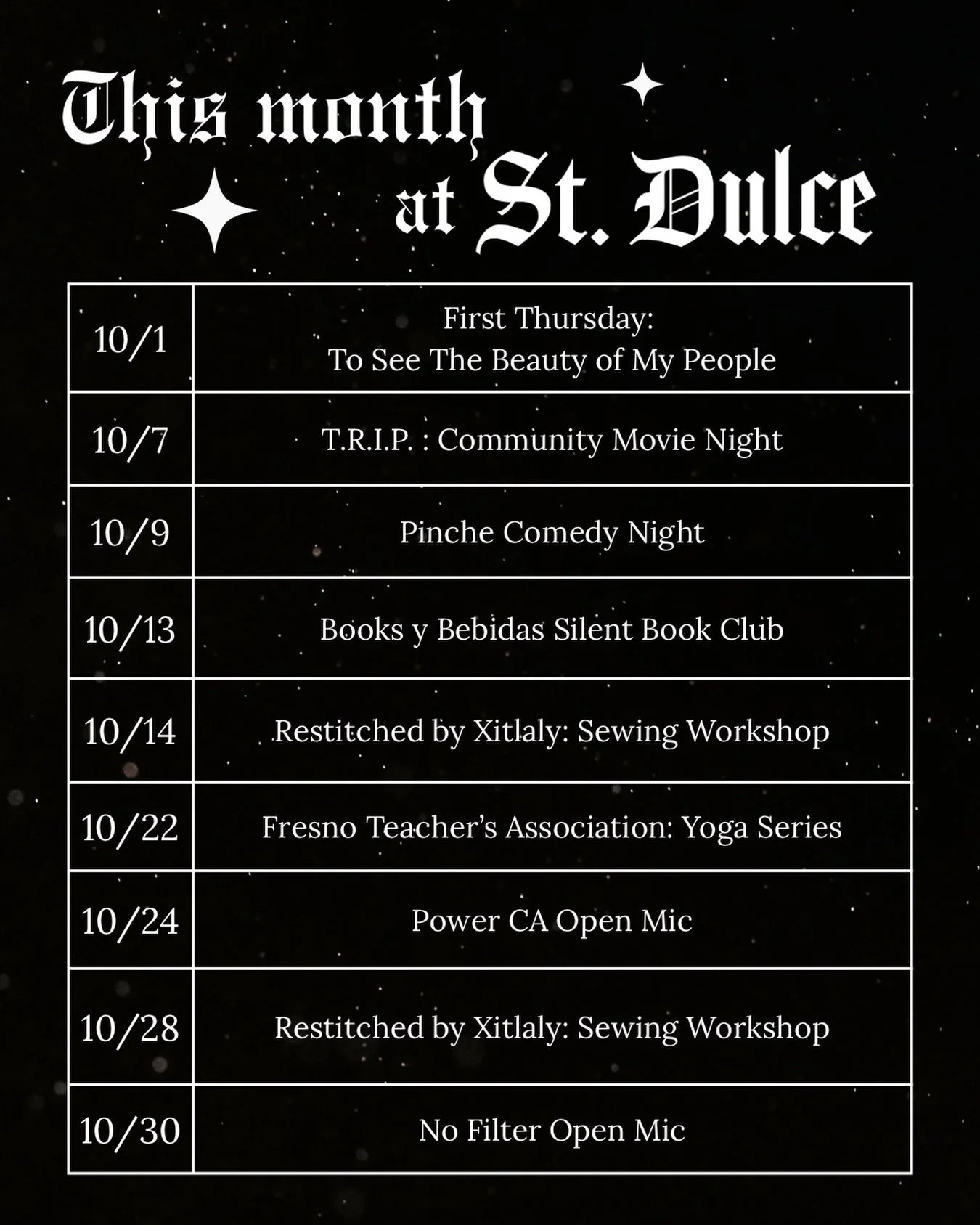 October lineup! 🌙🍂

See you soon!
