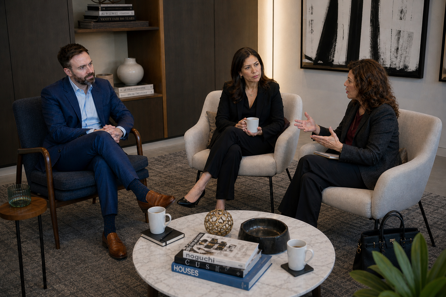 Matthew Muench meeting with organizational leaders during a strategic advisory and collaboration session.