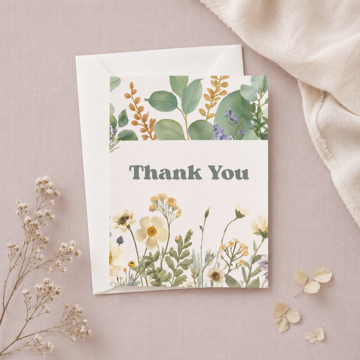 Floral Haven Thank You Cards — Singles or Assorted Set