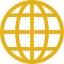 Icon of a globe with a grid pattern representing the internet or worldwide connectivity.