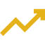 A yellow upward trending arrow representing growth or increase.