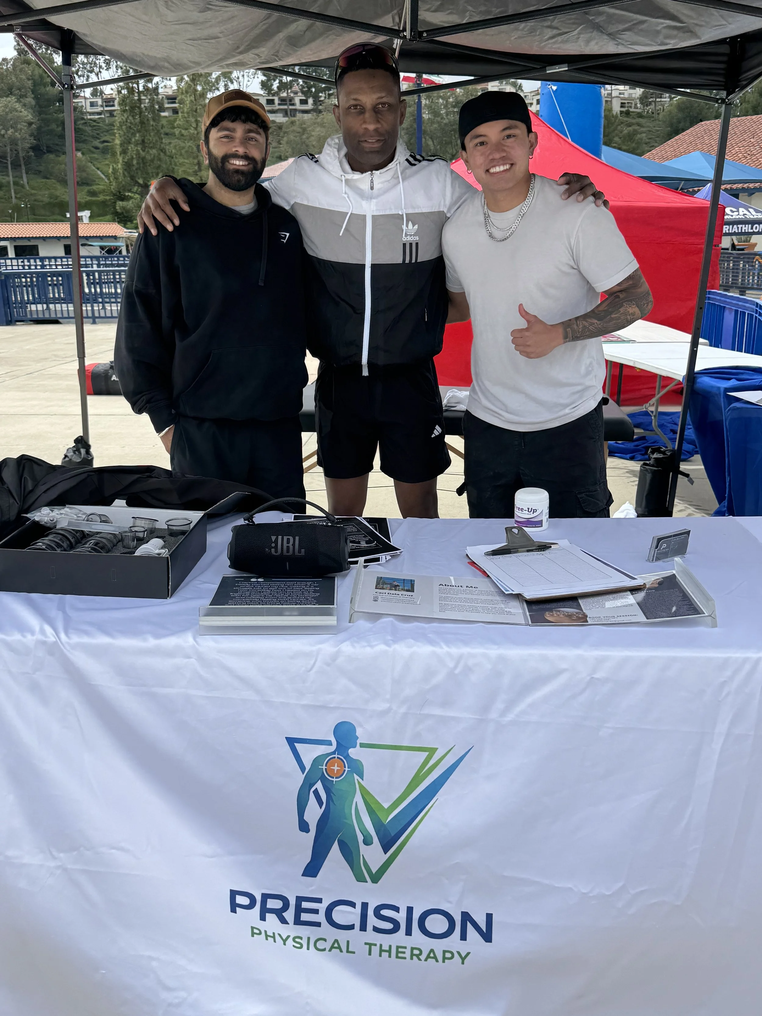 Triathlete at the OC multisport festival after getting soft tissue massage.