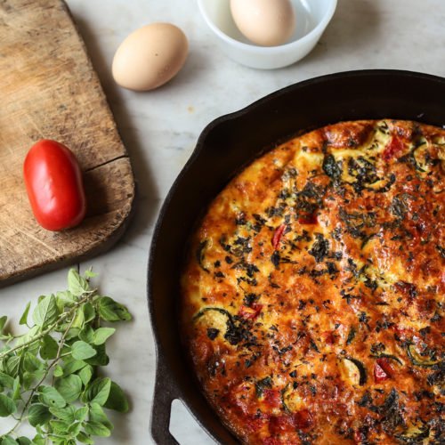 Vegetable Frittata with Ricotta, Basil, and Oregano