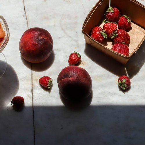 Peach Granita with Strawberries