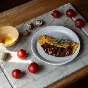 Mushroom, Tomato, and Rosemary Omelet