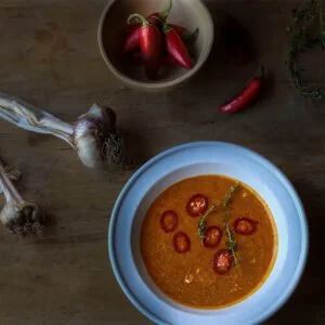 Herbed Tomato, Garlic, and Red Chili Pepper Soup