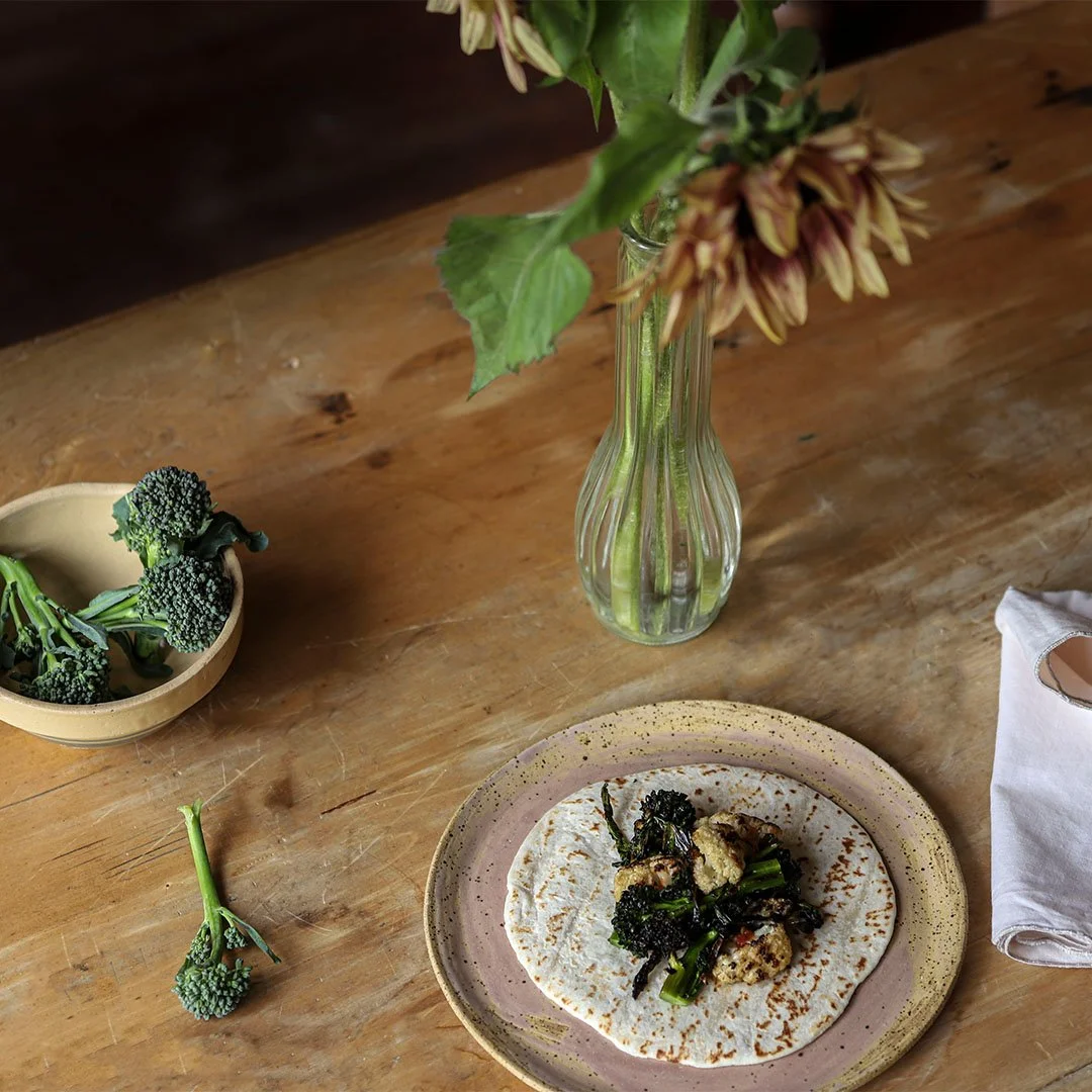 Broccolini and Cauliflower Tacos with Spicy Serrano Pepper Fused Olive Oil