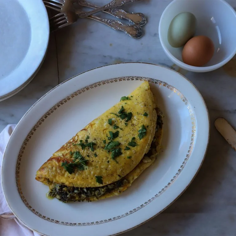 Omelet with Lemon, Parsley, Thyme and Garlic