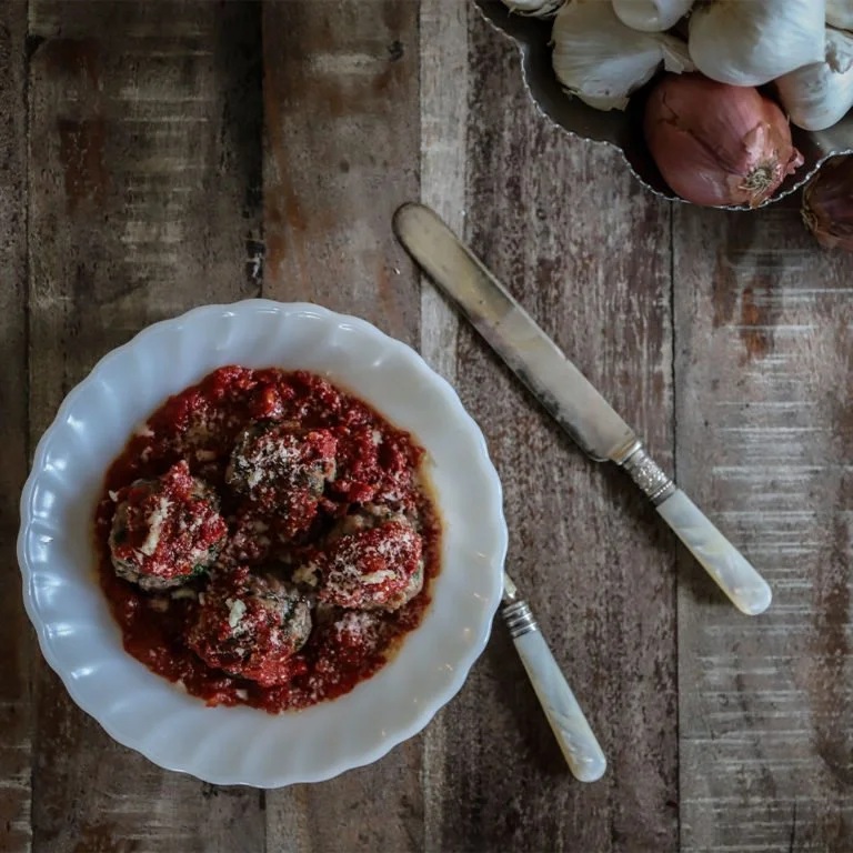 Turkey, Thyme, Rosemary and Parsley Meatballs in a Tomato Sauce
