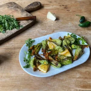 Stuffed Squash Blossoms with Jalapeños and Cilantro
