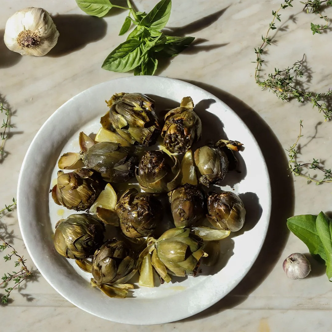 Baby Artichokes with Basil, Thyme, Sorrel, and Lemon