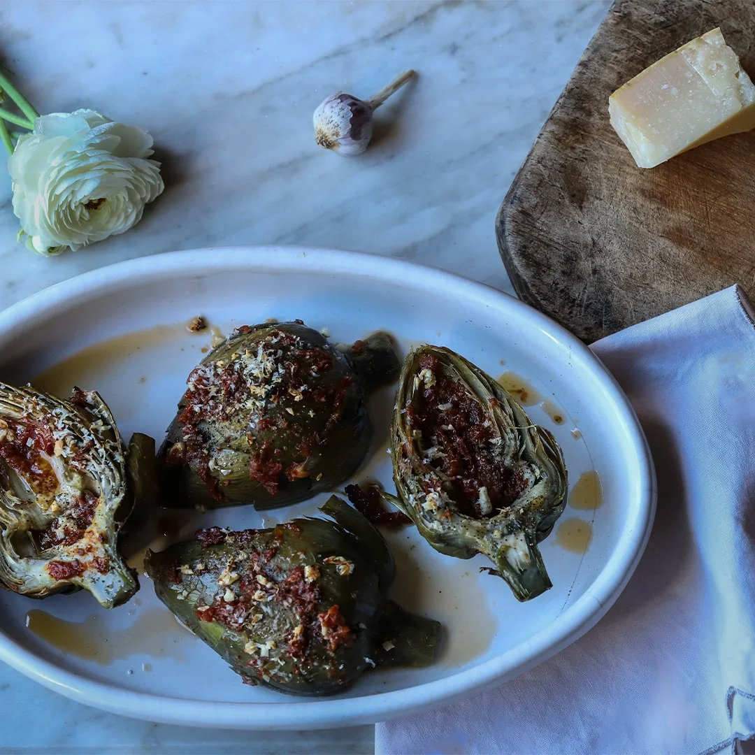 Artichokes with Sun-Dried Tomatoes and Parmigiano-Reggiano