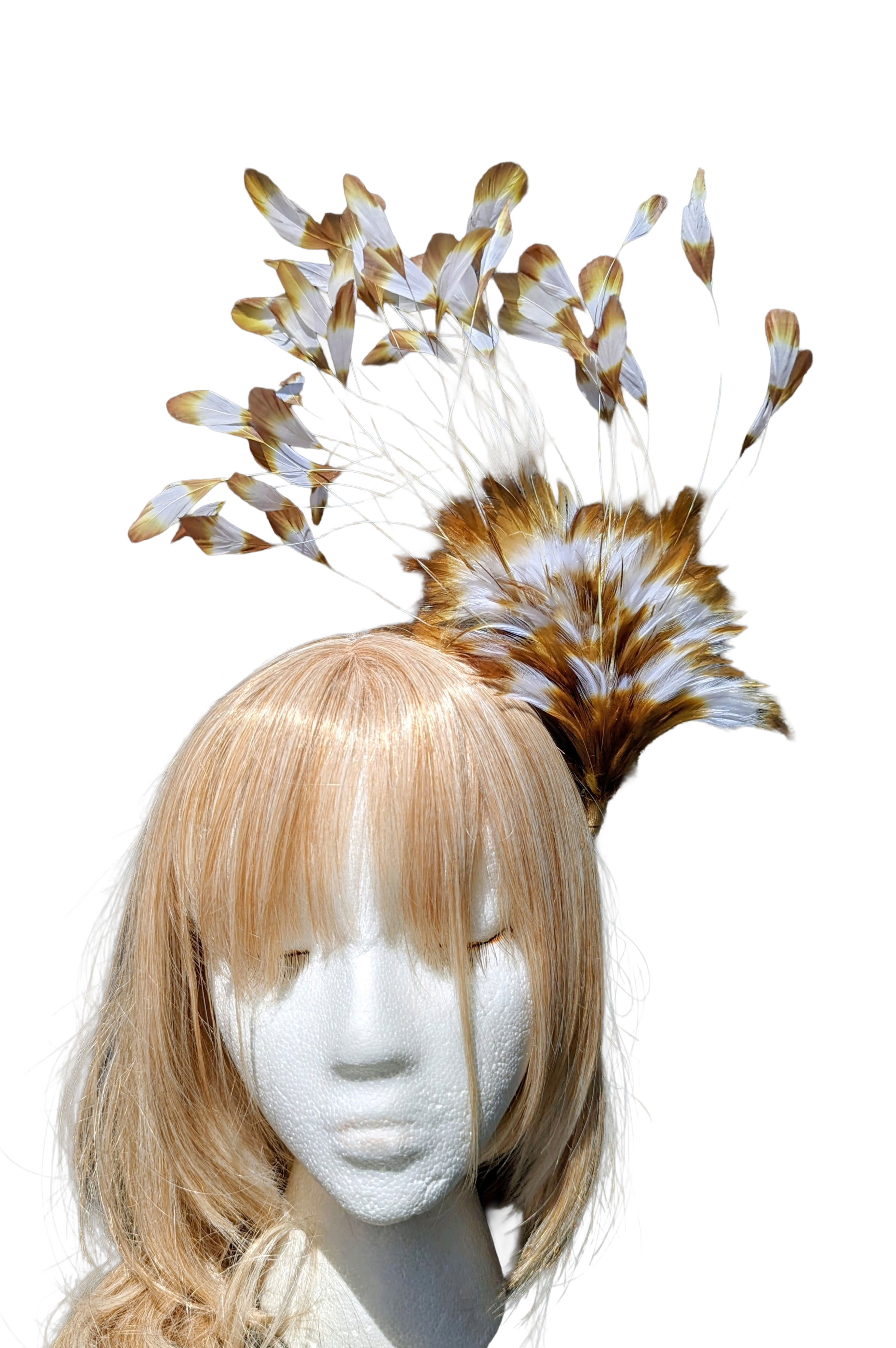 Caramel natural feather headband fascinator