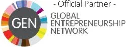 Logo of the Global Entrepreneurship Network with the words 'Official Partner'.