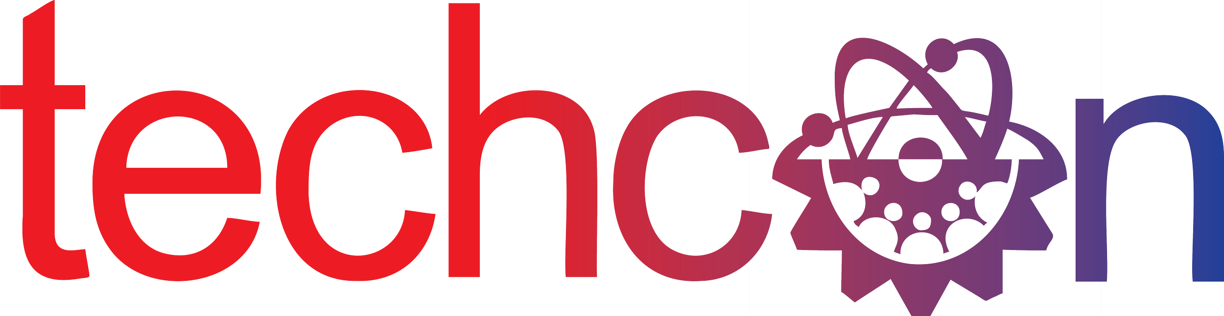TechCon logo with the word "tech" in red letters, a purple atom symbol, and the letter "n" in blue.