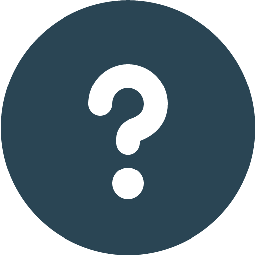 A dark question mark inside a circular icon.
