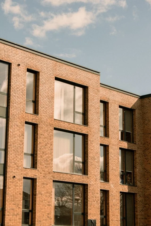 A modern block of brick built flats for student lets in university town.