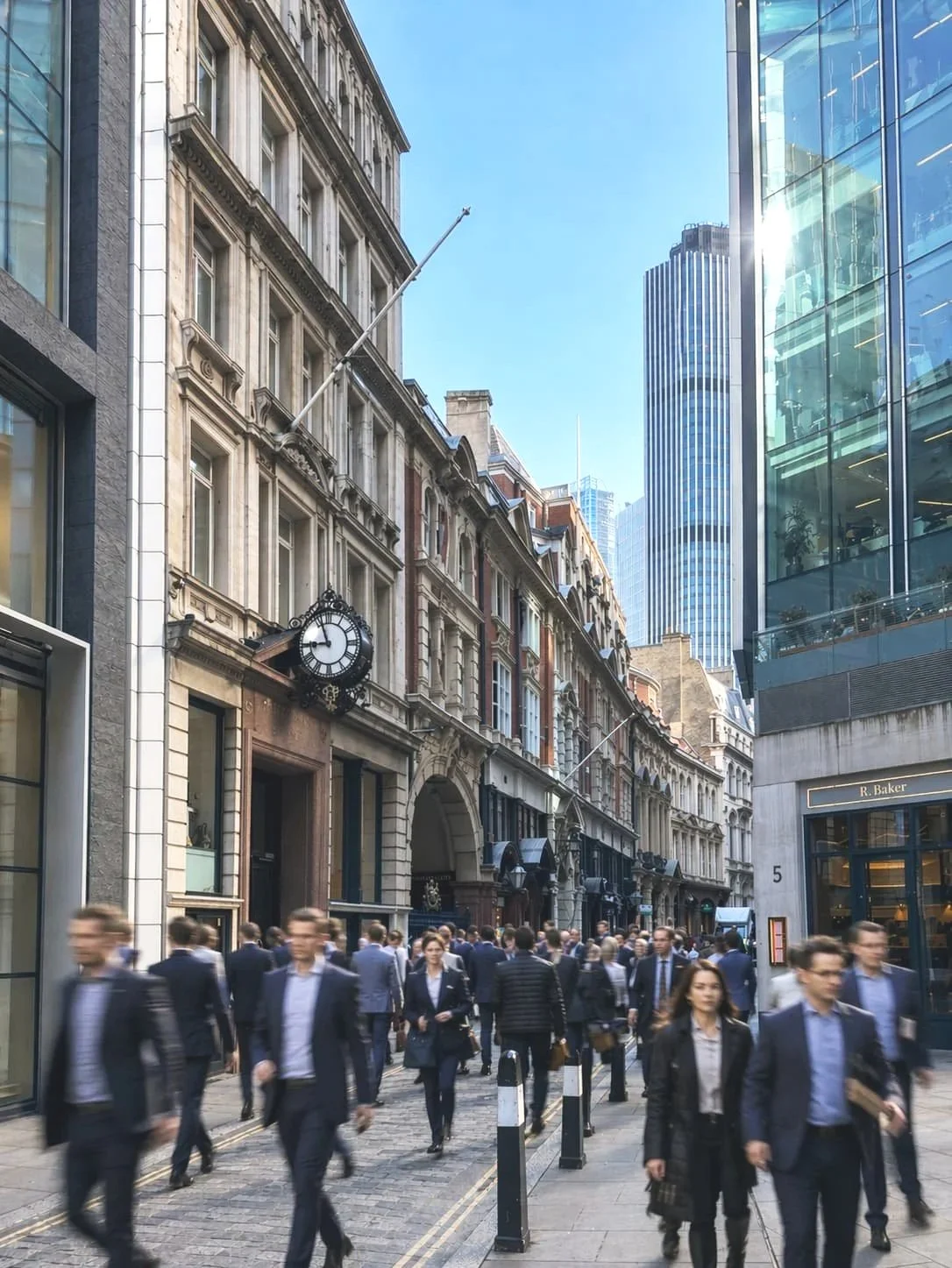 City of London financial district near Pavilion Finance offices at Warnford Court