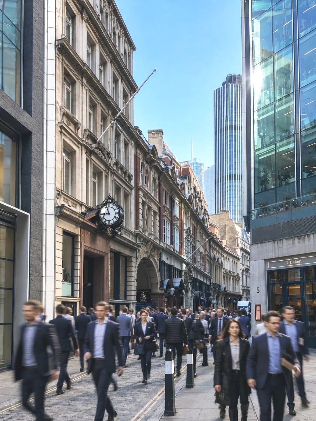Throgmorton Street in the City of London, showing Pavilion Finance’s offices.