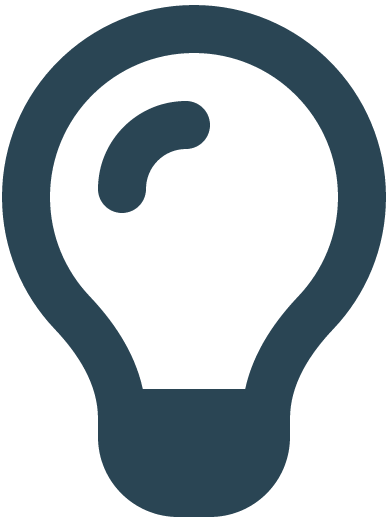 Icon of a light bulb with a glowing filament inside.