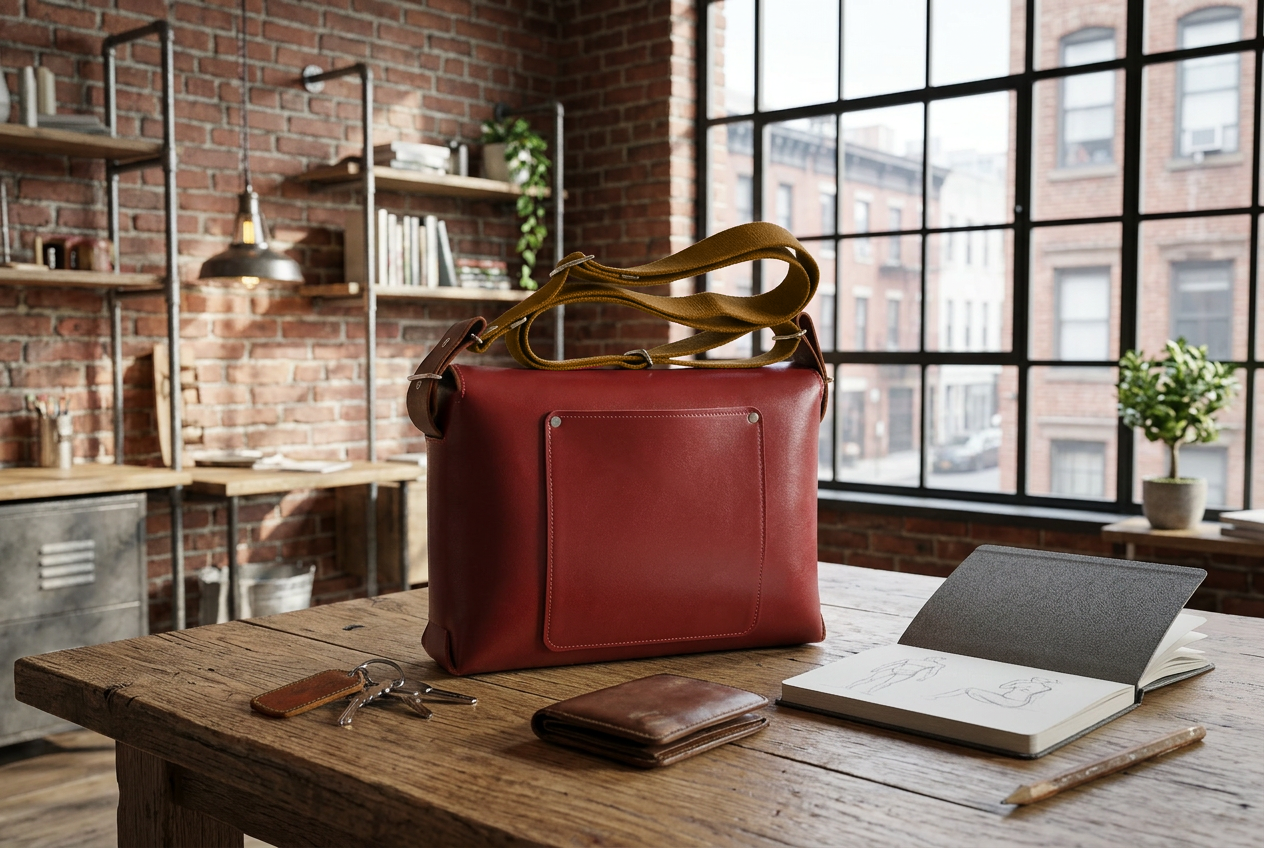 Red Tiger leather crossbody bag 