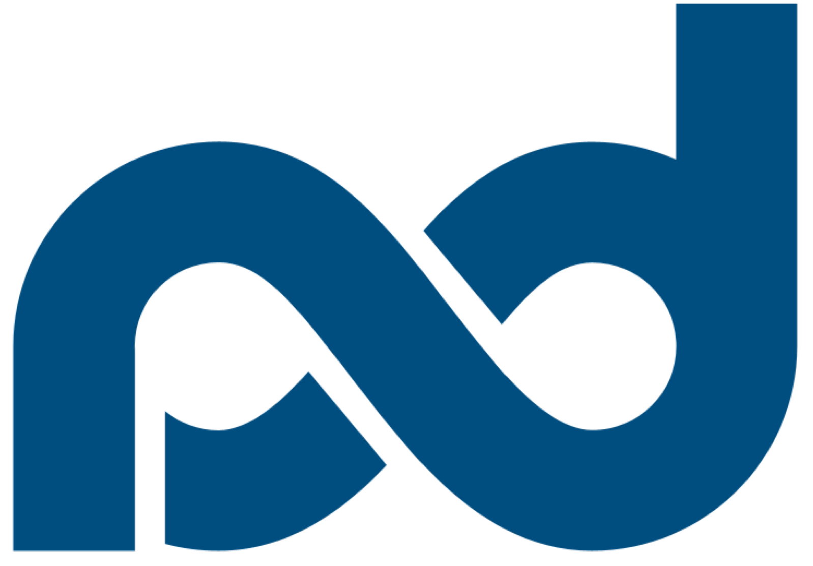 An image of the Neurodiversity Pathways logo in blue. The logo is a stylized letter "n" and "d" that resemble an infinity symbol.