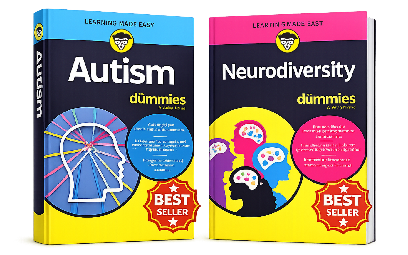 An image of the covers of two books. One is titled "Autism For Dummies" and one is titled "Neurodiversity For Dummies".