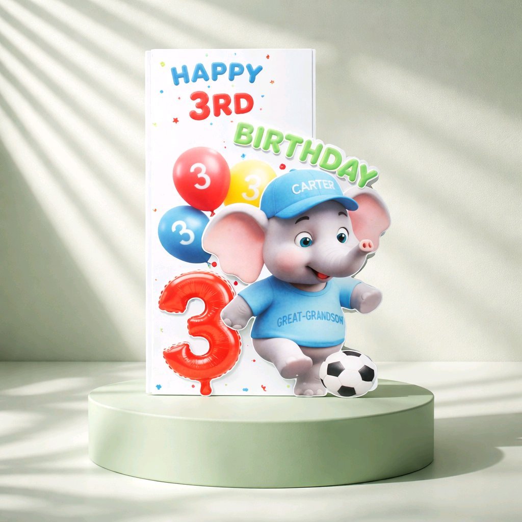 (NEW) Happy 3rd Birthday Great-Grandson Card!
Add your own message inside. #00349