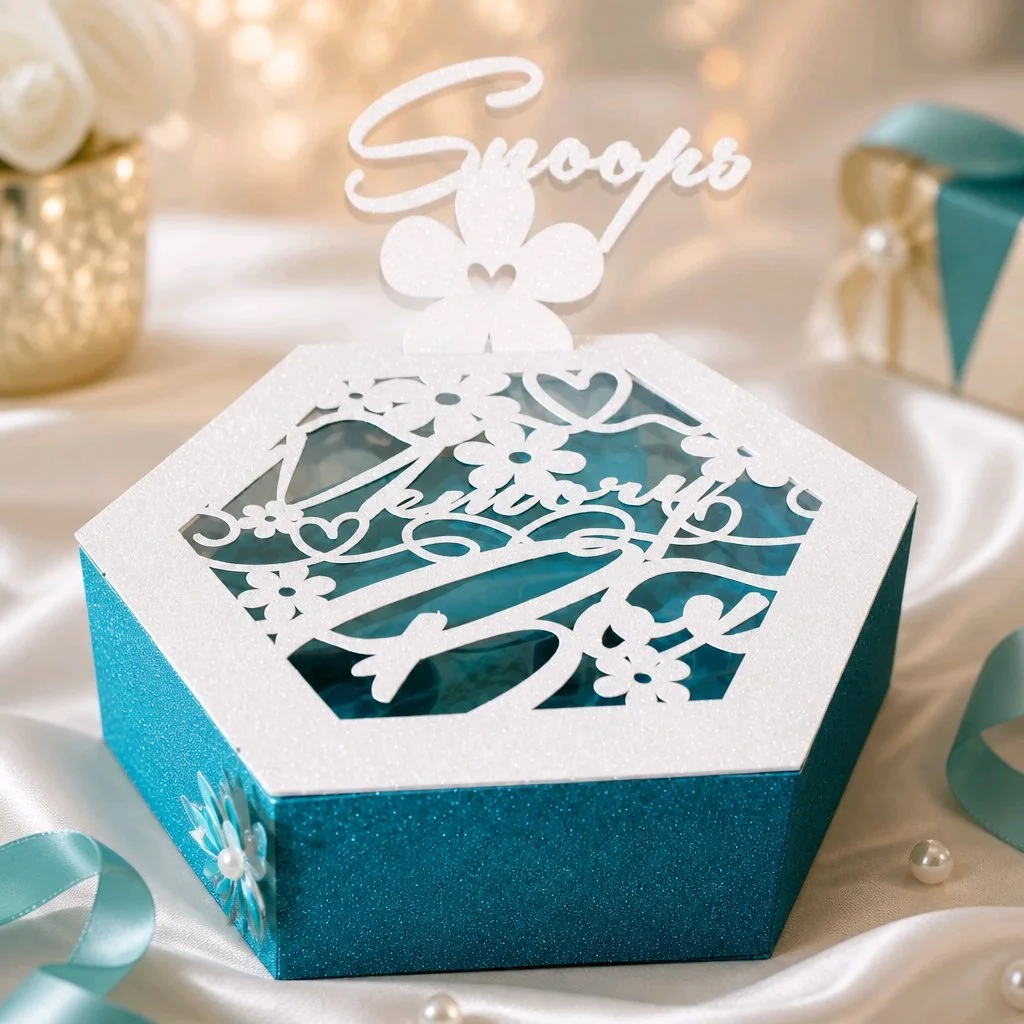 (NEW) Hexagon pet memory box.
The wording "Memory Box" has been intricately cut-out on the lid and has an acetate window. Pet’s name separately die-cut and inserted on the lid for a personalised touch Perfect for commemorating dogs, cats, rabbits and