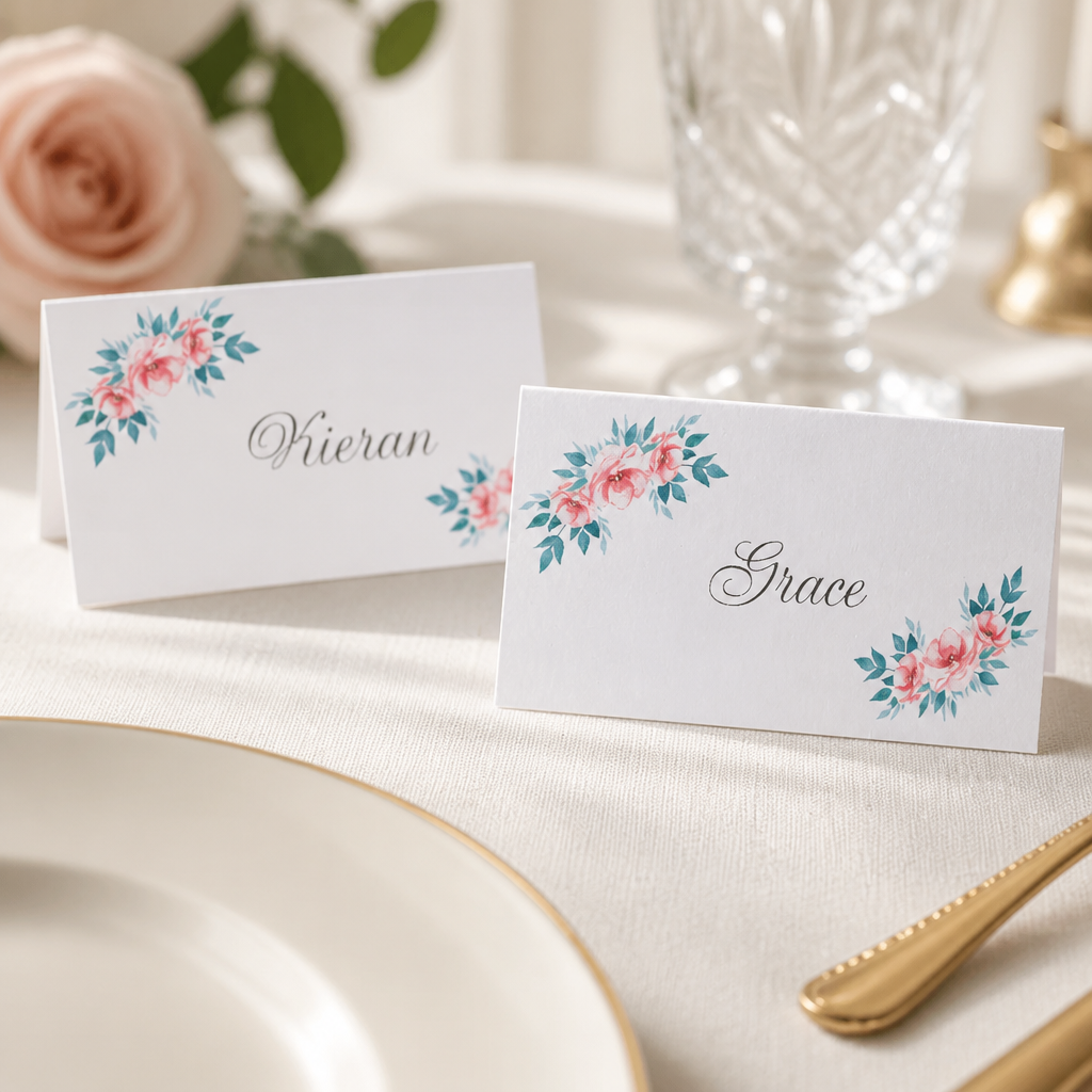 Blue/Pink Floral Place Card!
Printed on white card. #0093