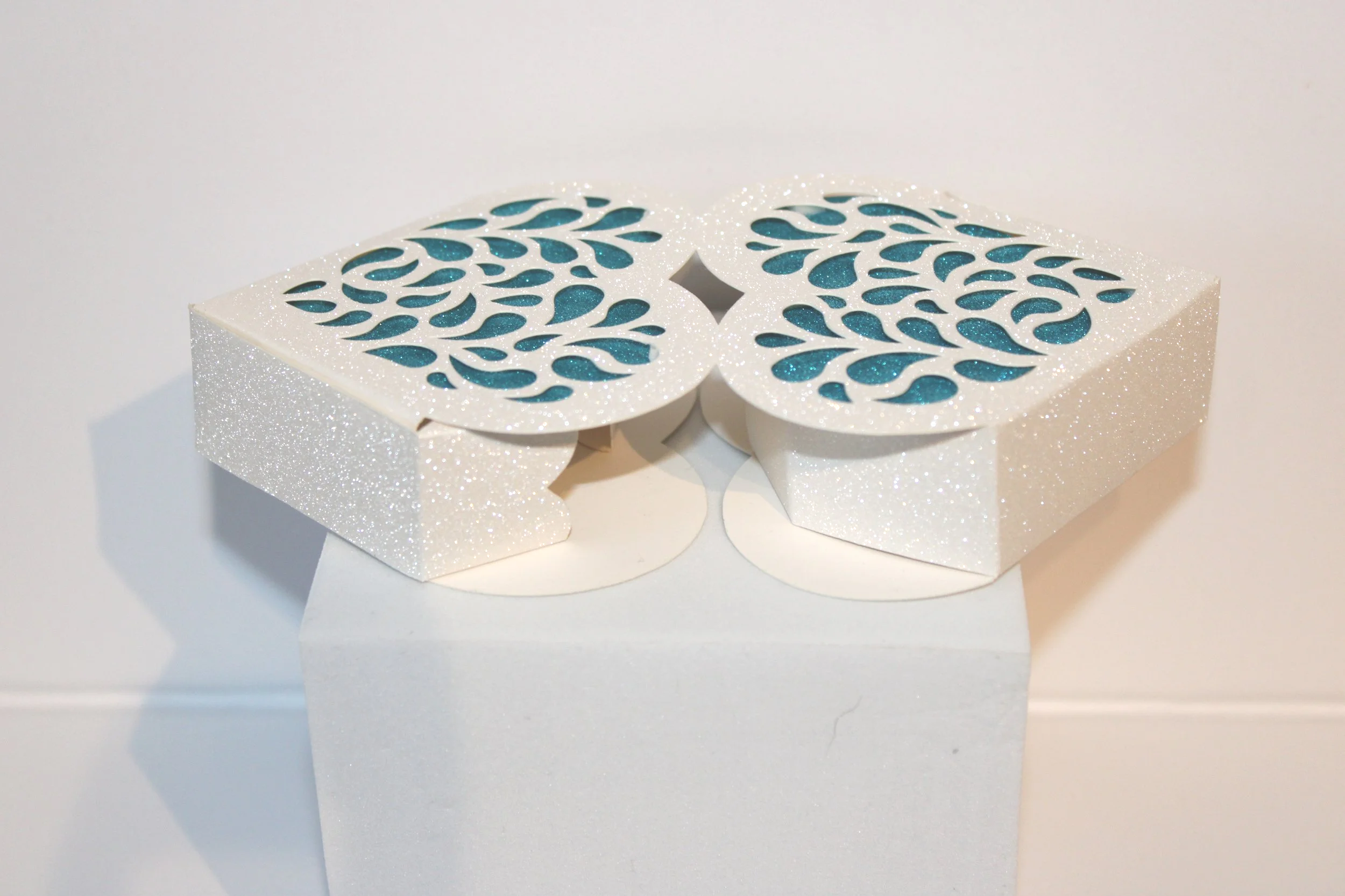 A Stunning double box cut with white/blue glitter card.