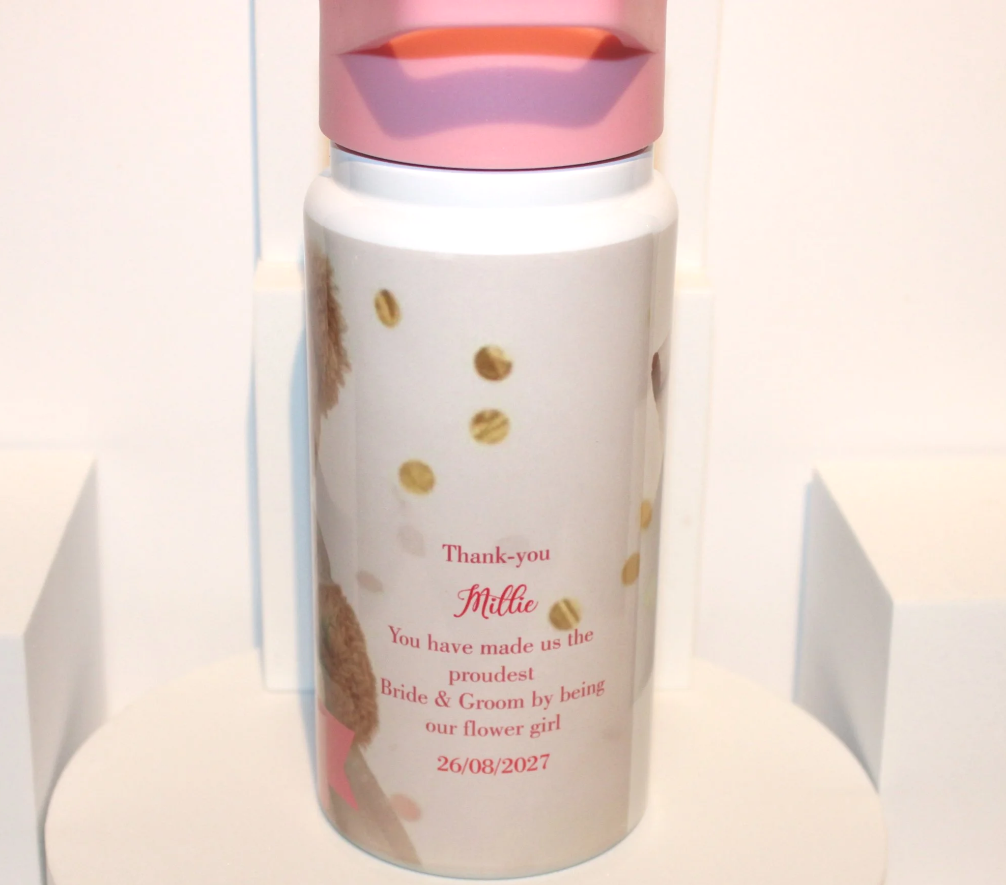 Replace message text (e.g., add names, wedding date, short note)

Change teddy details (dress color, skin tone, hair style, accessory)

