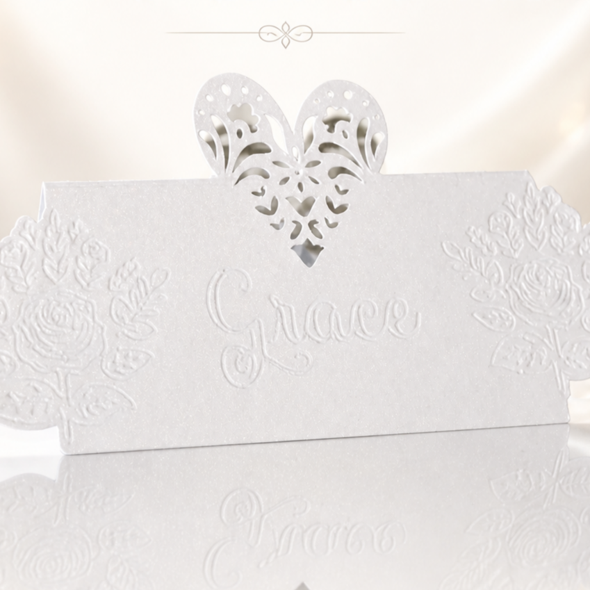 Embossed Floral Heart Place Cards! #00214 (pk 2) £2.00