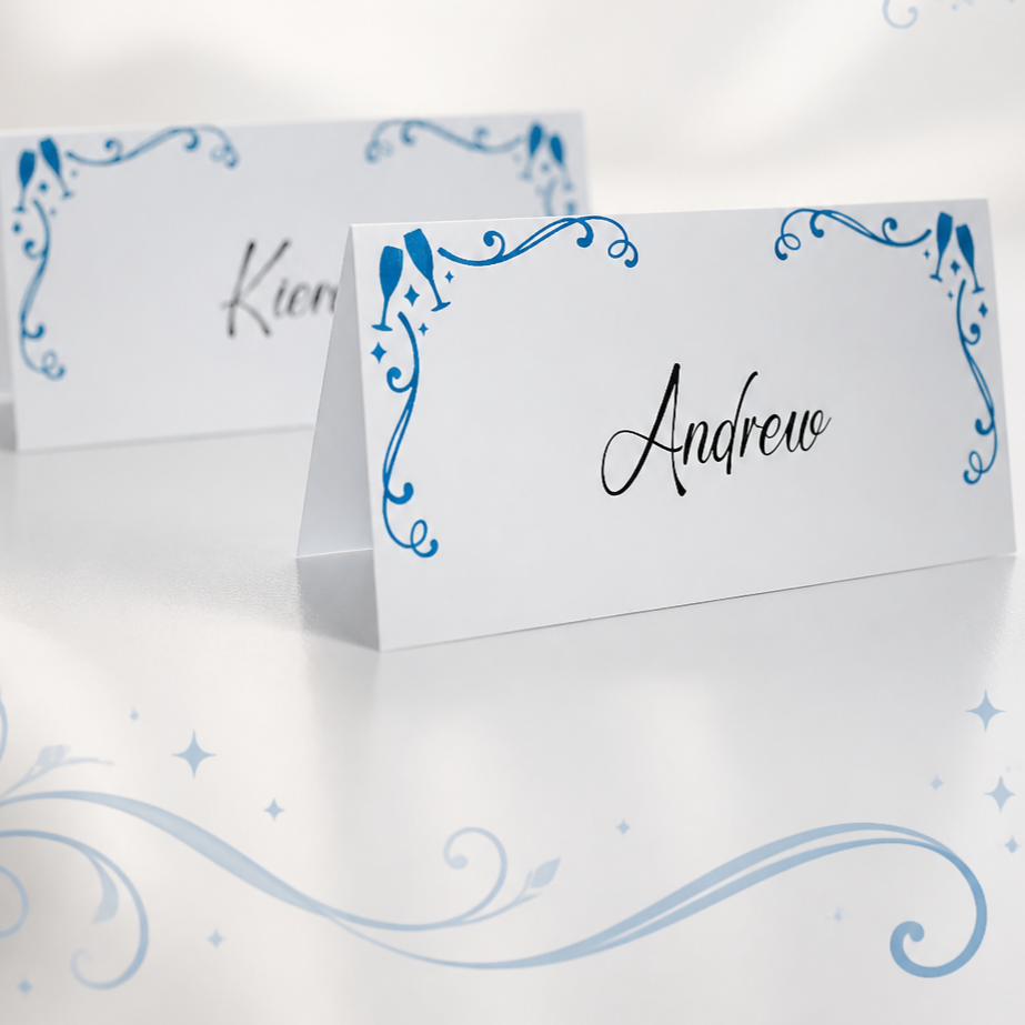 Blue Flutes Place Cards!
Printed on white card. #00207 (pk 2) £1.00