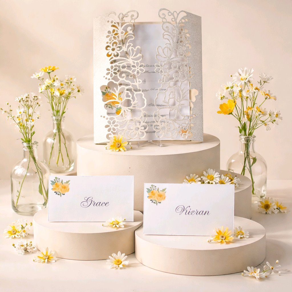 TWO FOLD INTRICATELY CUT INVITATION PACKAGE! 
Meet the intricately cut edge wedding invitation card! #008