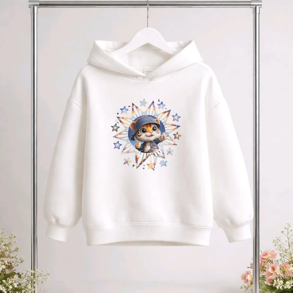 Personalised Kids Hoodies Sizes Available 1-10yrs! Colourful cool tiger print. Name can be added for personalisation. Polyester.#00240
