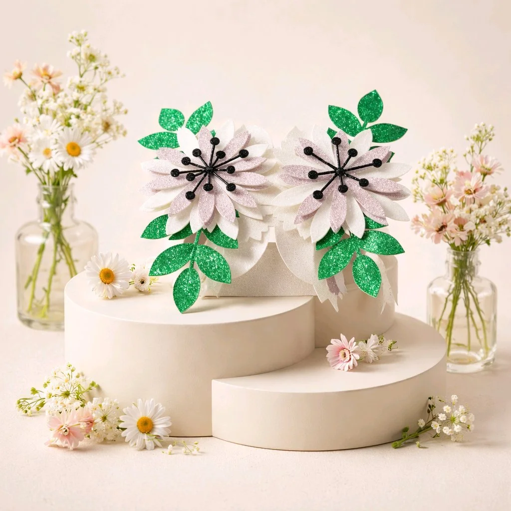 (NEW) Flower/Leaf Closing Favour Box! These stunning little boxes have adorable flower closings.  Simply slide the flowers and voila there are your favours neatly tucked inside. Let me tell you, they’re absolutely enchanting! Pink/White. Our wedding 