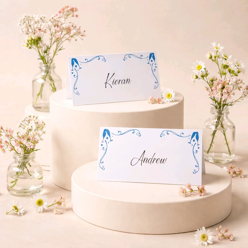 Blue Flutes Place Cards!
Printed on white card. #0088