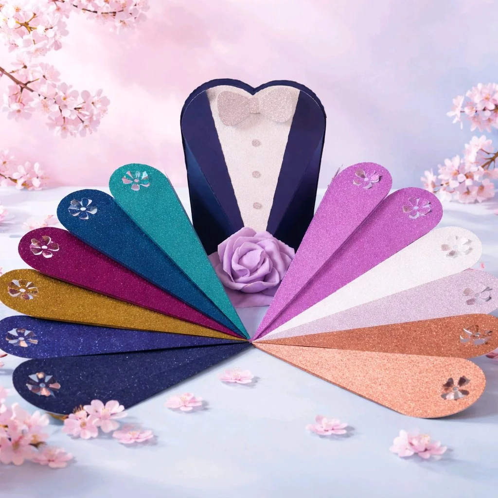Confetti Cones!
Each cone has little flower cutouts around the rim of the cone. And the best part? They’re made from glitter card, adding that extra sparkle to your celebration! These cones come in a variety of colors, so you can match them perfectly