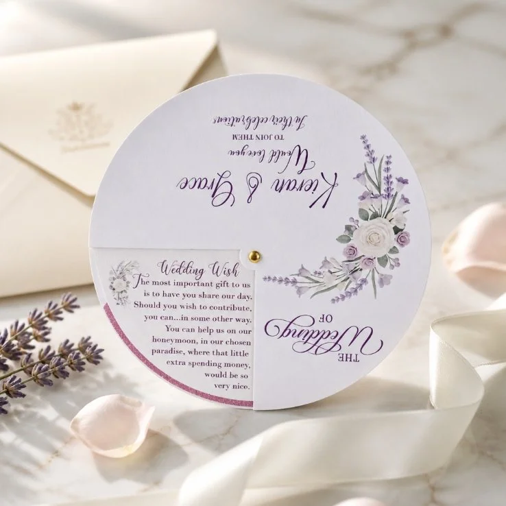 Metallic/glitter element: a separate circular card in tonal pink glitter offset behind the rotating cover to catch light.

