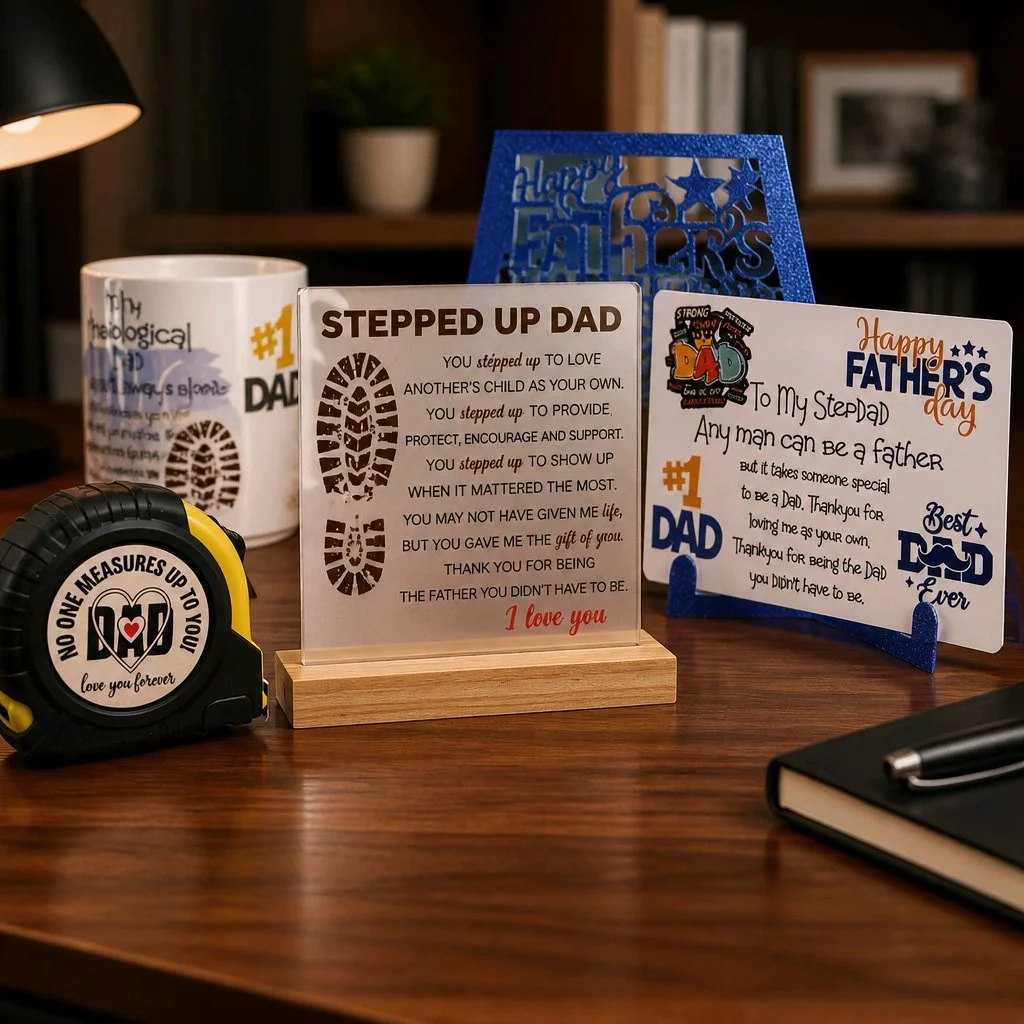 To my step-dad. Any man can be a father but it takes a special person to be a dad......
(Personalised). #00453