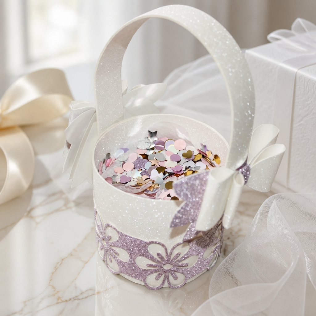 Those large bows on the side are just adorable plus the two hearts on the front symbolize love & unity. This really is a cute little basket.