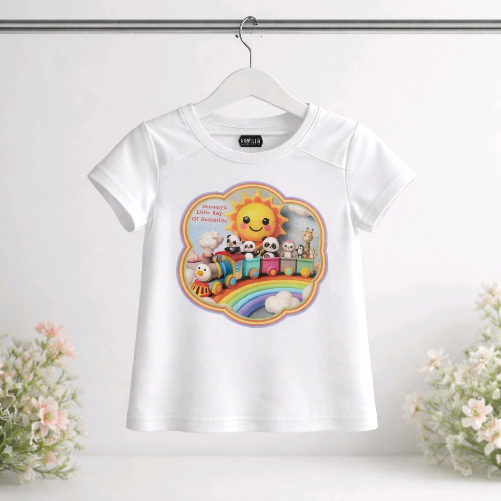 Personalised Kids T-Shirts Sizes Available 1-10yrs! Colourful train print. Name can be added for personalisation. Polyester.#00233