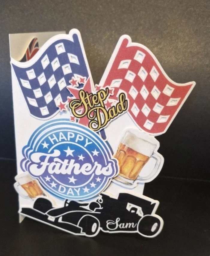 Happy Father's Day! 
Crafted with the racing car and flags flowing off the edge of the card. 
#00168