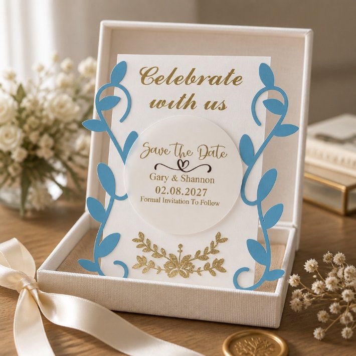 Intwined Edge Save The Date! With Aluminum Disc & Fridge Magnet #0057