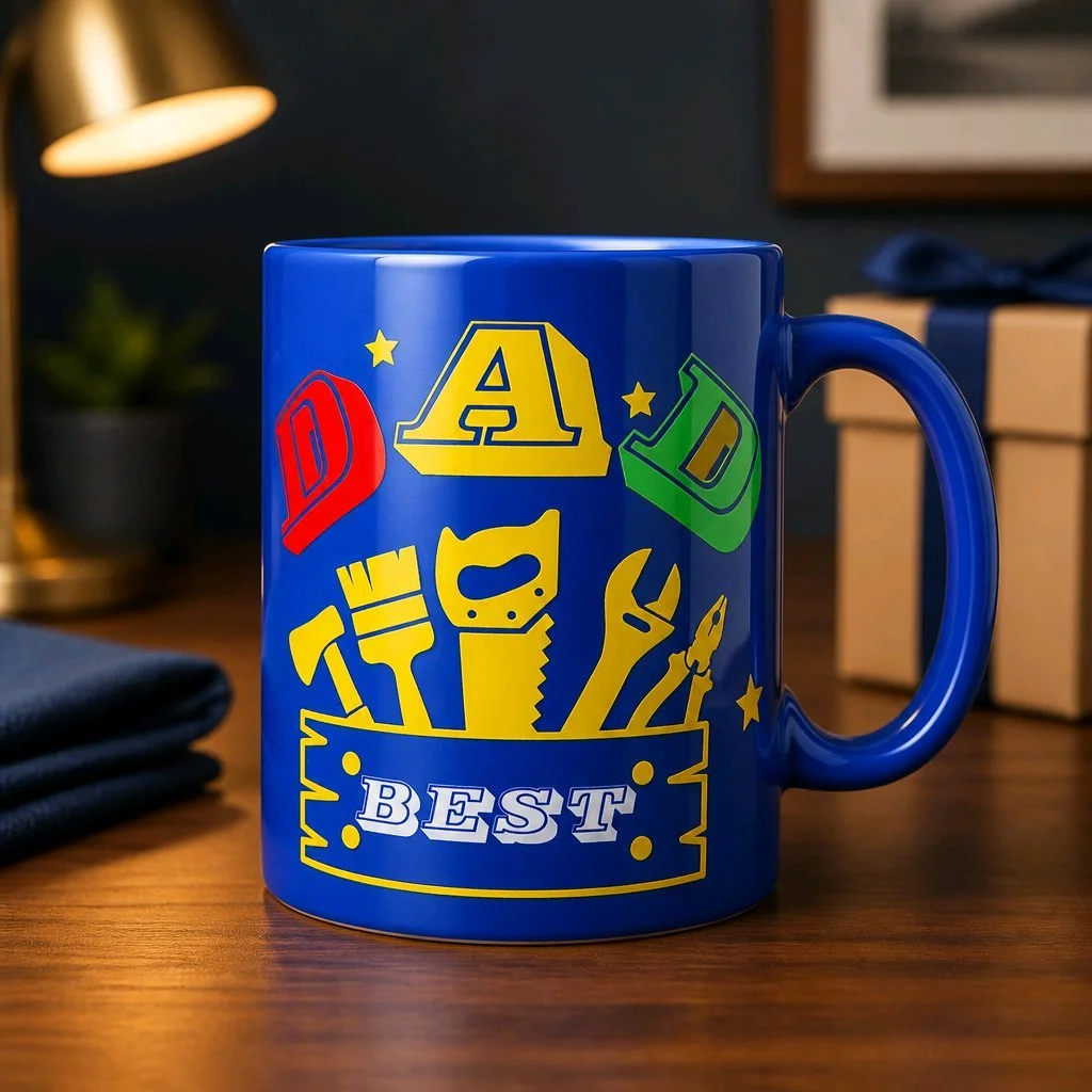 Mug! 
You're the best Dad in the world. Packaged in a secure padded box. (Personalised). Glossy finish. Dishwasher and microwave safe. #00457
