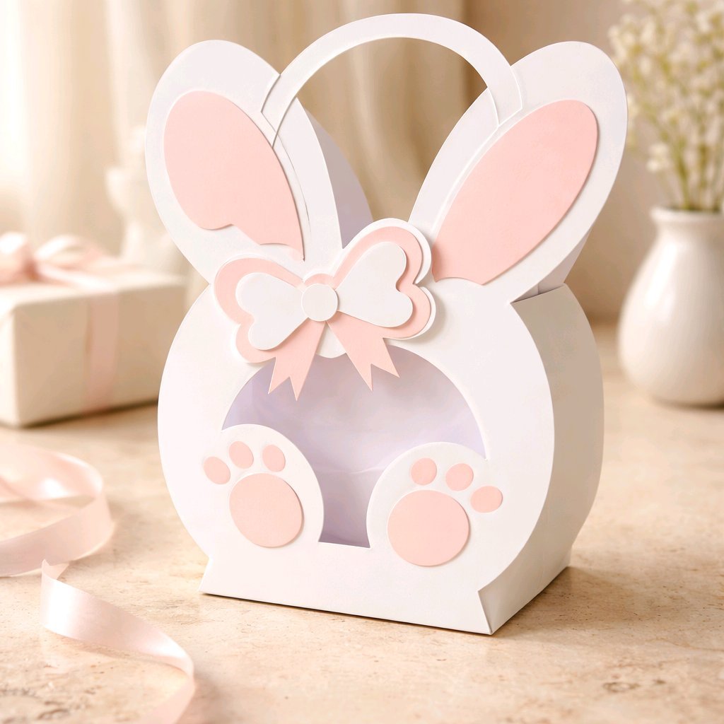 Crafted with care, each box combines whimsical design with practical protection for the treats inside. A neat bow completes the look, making it a charming favour for Easter tables, spring parties or a sweet gift for loved ones. #00478