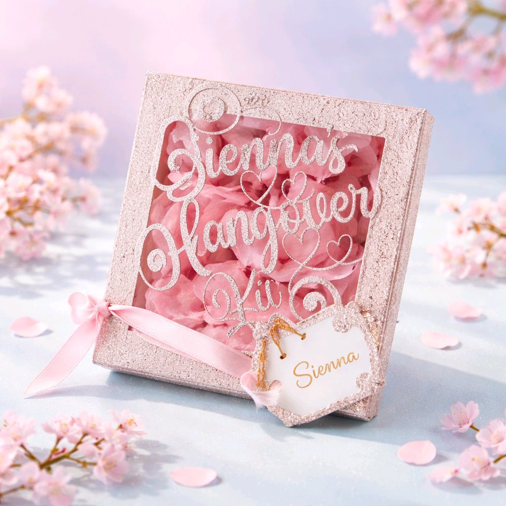 Personalised Boxes! 
Each box is made from sturdy smooth glitter card for a sparkling finish that catches the light. The lid features precision-cut lettering, creating a delicate cut-out effect that reveals a contrasting inner layer for subtle depth 