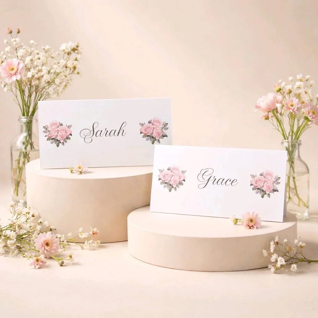 Pink Rose Place Card!
Printed on white card. #0087